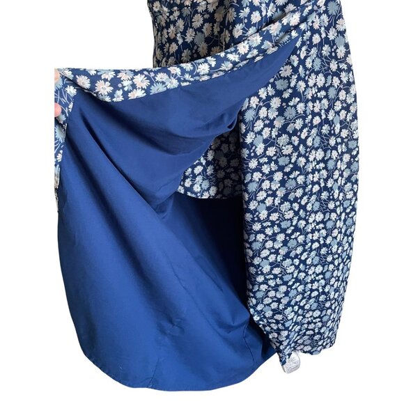 Madewell Blue French Floral Faux Wrap Midi Dress Short Sleeve Size 10 - Picture 5 of 9